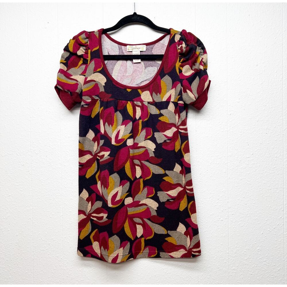 Vintage Younique Babydoll Sweater Top Small Floral Y2K Puff Sleeve Fairy Grunge
